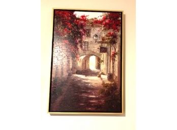 Framed Art Canvas, Unsigned: Floral Walkway
