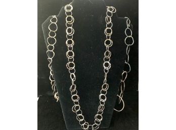Lot Of 3 Unmarked Sterling Loop Necklaces: 19', 21', And 30'