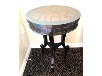 Round Wood Top Occasional Table On Scrolled Toe Feet