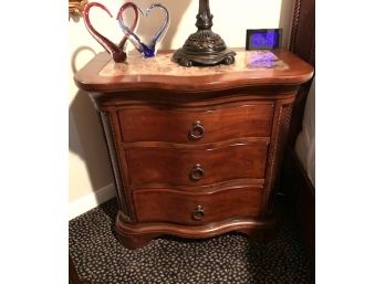Reba Furniture: Night Stand (A) With Marble Top, Serpentine Front, Three Drawers