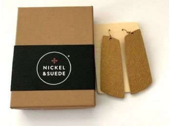 Nickel & Suede Earrings For Pierced Ears - Never Worn. With Box And Packaging