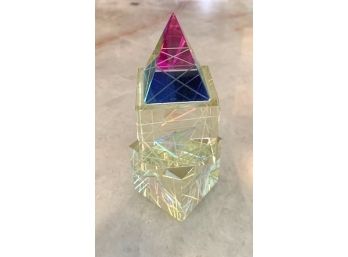 Incised Prism With Pyramid Atop Two Cubes