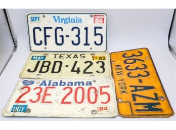 4 Vintage Car Plates NY Virginia Alabama And Texas