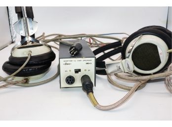 Vintage Stax Adaptor For Ear Speaker And 2 Ear Speakers