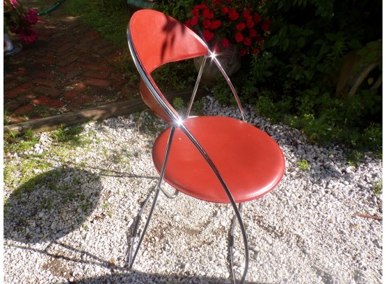 Mid Century Steel And Leather Chair Italy