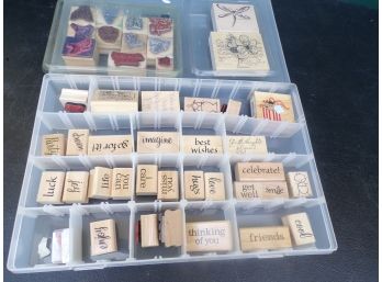 Lot Of 47 Wood Block Stamp Pads