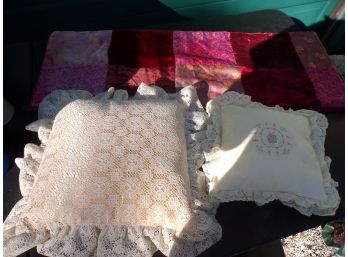 Lot Of 2 Pillows And Table Runner