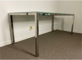 A Modern Glass-Topped Chrome Table, IKEA