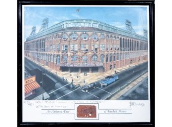 Ebbets Field Tribute Print & Souvenir Signed By Bill Levers