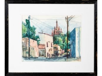 Signed French Watercolour Landscape Print