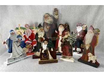 Santa Wooden Pictures On Bases
