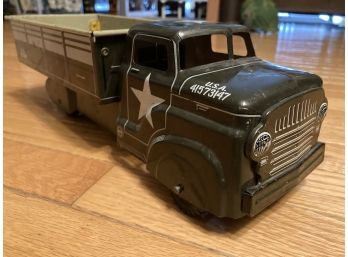 Vintage 1950s MARX Tin Litho Army Truck- 13.5' Long And Very Clean