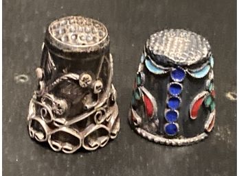 Pair Of Vintage TAXCO Mexico Sterling Silver Thimbles
