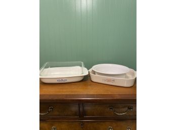 Corningware And Pyrex Baking Lot With Vintage Roasting Pans