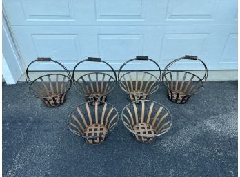 Group Of 6 Metal Basket Planters