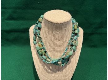Silpada Sterling Silver And Turquoise Multi Strand Necklace 16'