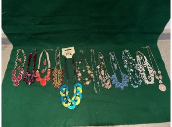 Group Of 12 Costume Jewelry Necklaces, Some With Matching Earrings