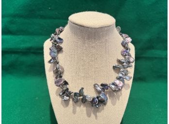 Grey Pearl Necklace, 16' With Sterling Silver Clasp
