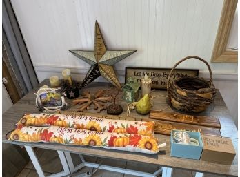 Large Table Lot Of Home Decor