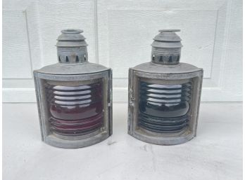 Pair Of Antique Boat Lanterns By Wilcox Crittenden & Co Middletown Conn