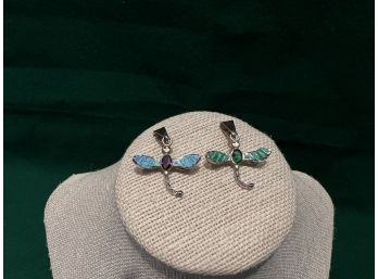 Pair Of Sterling Silver Dragonfly Pendants