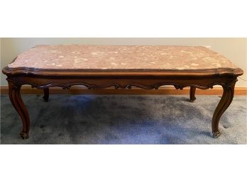 Carved Coffee Table With Marble Top