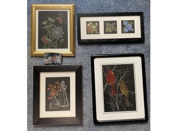 Four Framed Scratchboard Drawings By Lois Ryder