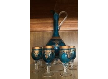 Teal Decanter And Cordials