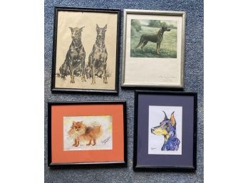 Four Framed Dog Items