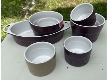 Eight Piece Souffle Cups And Casserole Dish