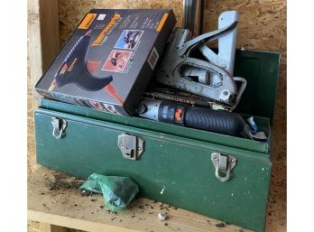 Metal Tool Box With Miscellaneous Items