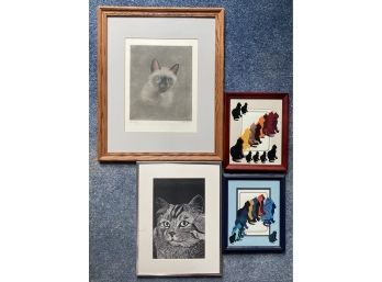Four Framed Cat Items