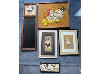 Five Pieces Of Rooster Decor