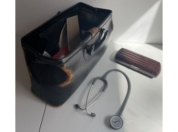Vintage Medical Bag With Vet Accessories