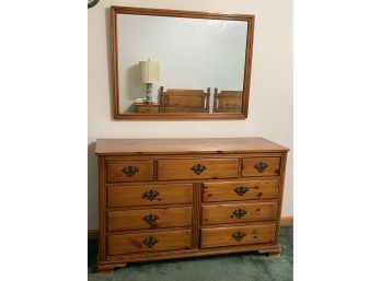 Nine Drawer Pine Chest With Mirror
