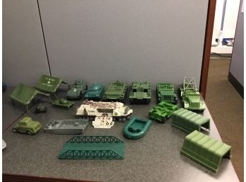 Nice Lot Of Vintage Plastic Military Toys, Tanks, Vehicles And More