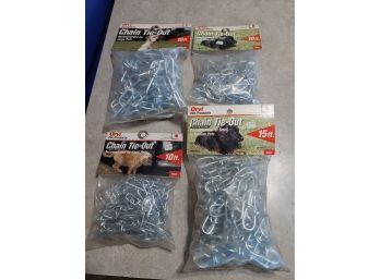 4 Brand New Unopened Packages Of Chain Tie-Out