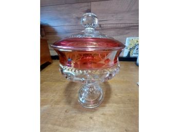 Beautiful Covered Glass Candy Dish