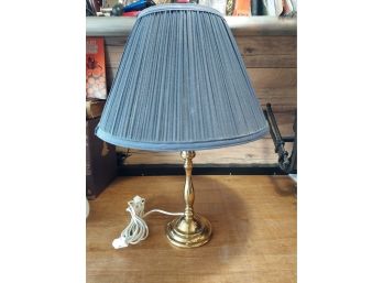 Nice Brass Style Lamp With Black Shade Working Condition