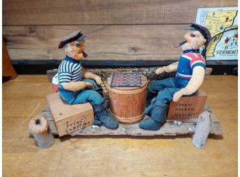 Nice Nautical Piece Of 2 Old Sea Salts Playing Checkers
