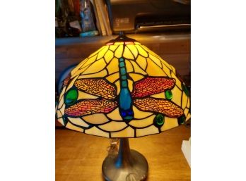 Beautiful Stained Glass Dragonfly Lamp