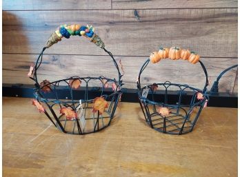2 Metal Wire Fall Autumn Decorative Baskets