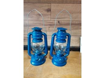 2 Nice Blue Oil Lanterns New Never Used