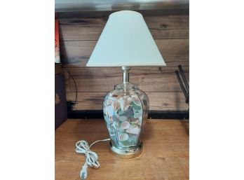 Beautiful Clear Glass Lamp Filled With Sea Shells