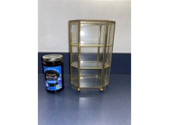 Wonderful Brass And Glass Small Display Cabinet For Miniatures With Shelves And Door.