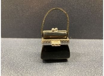 Miniature Black And Silver Pocket Book Trinket Box With Comb And Brush. PHB Collection.