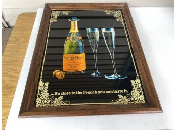 Vintage Gold Seal New York State Champagne Brut Framed Reverse On Glass Bar Sign.