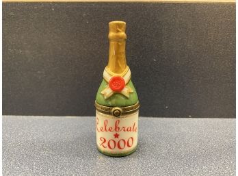 Celebrate 2000 Miniature Champagne Bottle Trinket Box From PHB Collection.