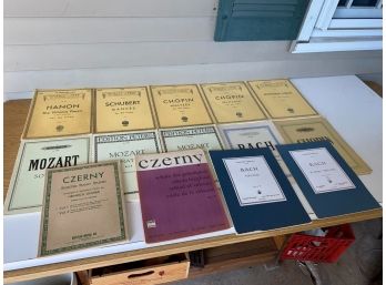 Lot Of 14 Vintage Classical Sheet Music Books.  Mozart, Czerny, Bach, Hanon, Chopin, Sonatina Album, Schubert