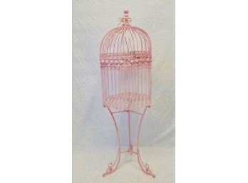 Vintage Pink Wrought Iron Bird Cage